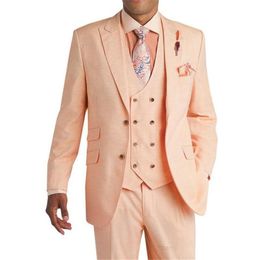 Groom Tuxedos Peak Lapel Groomsmen Mens Wedding Dress Centre Vent Man Jacket Blazer Prom Dinner 3 Piece Suit(Jacket+Pants+Vest+Tie) 1273