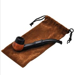 Hand-made freestyle ebony pipe Removable Philtre bend handle fittings wood