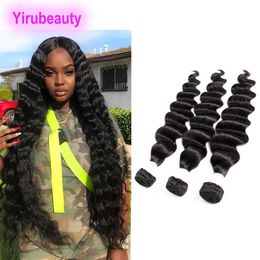 Indian Virgin Hair Extension Loose Deep 3pcs 100% Human Hair Wefts Natural Color Mink Three Bundles 10-28inch