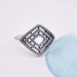 Wholesale-Explosion diamond retro line ring CZ diamond 925 sterling silver Jewellery with original box for Pandora CHARM ladies ring