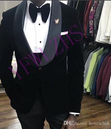 Handsome One Button Groomsmen Shawl Lapel Groom Tuxedos Men Suits Wedding/Prom/Dinner Best Man Blazer(Jacket+Pants+Tie+Vest) 1084