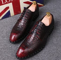 Men's Dress Shoe Leather Shoes Fashion Lace-up Business Casual Leather Shoes Men Formal Wedding Flat Shoes