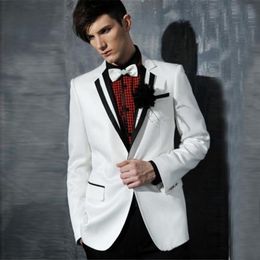 Cheap And Fine One Button Groomsmen Notch Lapel Groom Tuxedos Men Suits Wedding/Prom/Dinner Best Man Blazer(Jacket+Pants+Tie) A265