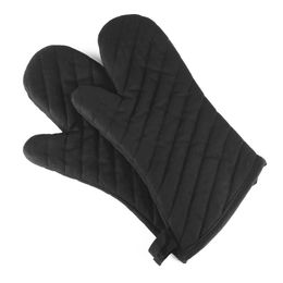 Black Twill Oven Mitts Pastry Tools Black Thickened Professional Kitchen Heat Resistant Gloves for Baking Cooking 18 x 33cm 1223761