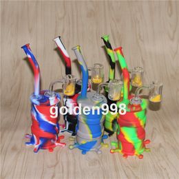 Silicone Barrel Rigs Mini Silicone Rigs Dab Jar Bongs Jar Glass Water pipe Silicon Oil Drum Rigs with sand quartz nails