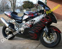 Ninja ZX12R Black Bodywork Fairing 2000 2001 ZX-12R 00 01 For Kawasaki ZX 12R Sports Motorbike Red Flame Fairings Set (Injection molding)