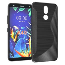 black NS line non-slip soft silicone Carbon Fibre shockproof TPU Gel Case for LG K40/LG K12 Plus/LG X4 2019