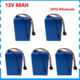 Wholesale 5pcs/lot 450W 12V 60AH battery 12 V 60AH 60000MAH Lithium ion battery 50A BMS for 12V 3S Battery 5A charger