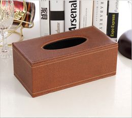Simple Leather Tissue Box Holder - Waterproof Rectangular Tissue Box Cover Vintage Napkin Paper Holder for Home el Office & Ca276b