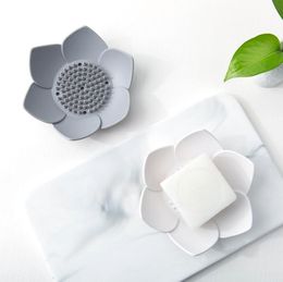 Flexible Silicone Bathroom Shower Soap Dish Box Storage Plate Tray Drain Holder Flower Soapbox Free Shipping SN1028
