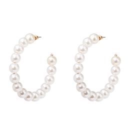 Big Geometric Imitation Pearl Circle Earrings Women Retro Cycle Ring Earrings Jewellery Gifts