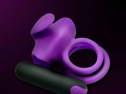 cock ring vibrator with rabbit ears double ring 10 vibration modes for men vibrating penis ring waterproof wireless remote control