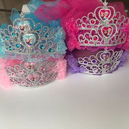 27.5inchs Length Frozen Children crown Gril Princess Headpieces Tiara Hair Accessories Headband Plastic Headband Magic Wand In STOCK