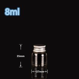 27*35mm 8ml Mini Clear Glass Bottles With Aluminum Cap Tiny Glass Vials Jars essential oil bottle 100pcs Free Shipping