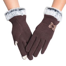 Fashion- Warm Touch Screen Gloves Stylish Hand Warmer Winter Gloves Women Faux Wool Mitten Warm Full Finger Guantes Mujer#L5