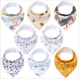 Baby Bandana Bibs Cartoon Triangle Burp Cloths Pure Cotton Printed Saliva Towels Fashion Feeding Scarves Waterproof Dribble Pinafore B7288