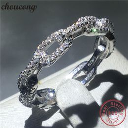 choucong Chain Shape Real Soild 925 sterling Silver ring Diamond Engagement Wedding Band Rings For Women men Fine Bijoux