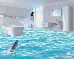Seamless Bathroom 3D Sea World Flooring Pavimentazione murale Wallpaper 3D Carta da parete 3D per sfondo tv