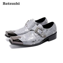 Batzuzhi Kişilik erkek Deri Elbise Ayakkabı Kare Toe Metal Kap Hakiki Deri Ayakkabı Erkekler Chaussures Hommes, Boyutları EU38-46!
