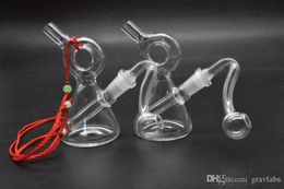 Clear mini Necklace bong Glass tobacco Dab Rig Bongs Water pipes wax Oil Rigs Mini perc pipe Honeycomb small Philtre heady beaker bong