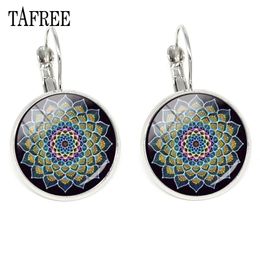 Mandala Yoga m/éditation bouddhiste Boucles doreilles sacr/ée G/éom/étrie Bijoux spirituel boucles doreilles Noir tib/étain Mandala Boucles doreille /à tige bijoux Mandala