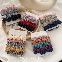 a pack Japan Korean Women Elastic Hair Bands Hair Ties Headband Cute Girls Silky Scrunchie Set Headwear Vintage Hair Accessories