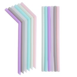 Silicone Drinking Straw Multi-color Reusable Food-grade Safe Straws Folded Bent Straight Straw Home Bar Accessory 6 Colours GGA2259