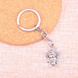 New Keychain 28*22mm cross jesus Pendants DIY Men Car Key Chain Ring Holder Keyring Souvenir Jewellery Gift
