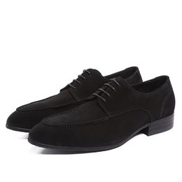 Black Brown Red Business Casual Leather Shoes Men Pointed Toe Formal Wear File Oxfords Good Quality With Box