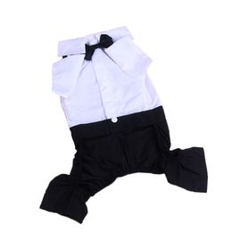 Costume Sling Dogs Vêtements à Quatre Pattes Costume Pantalon Cravate Cravate Pet Supplies Simple Bouton Généreux En Tissu Noir Et Blanc 15hjc1