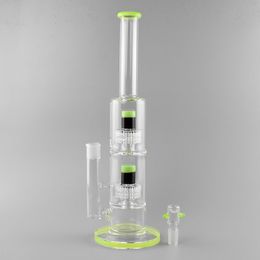 glass water bongs oil rigs tow layer perc percolator for tabacco use with 15.7 inches 18mm female joint