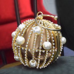 new hot fashion luxury designer cute lovely very beautiful ball cage diamond crystal rhinestone pearl lady woman purse clutch evening bag