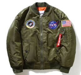 Fashion- Men MA1 Bomber Jackets Spring Autumn Flight Pilot Jacket Coat Embroidery Baseball Coats