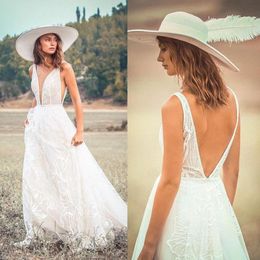 bohemia rish lace wedding dresses country style beach boho vintage v neck bridal wedding gowns backless robe de marie