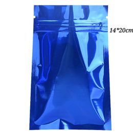 14*20cm (5.51*7.87inch) Blue Reusable Food Packing Bags Storage Pouches Aluminum Foil Zip Lock Sealing Mylar Packaging pouch Coffee Beans Package Zipper Bag