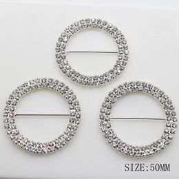50pcs 50MM Double Rhinestone Round Metal Flatback Buckles for Shoes Women Belt Girl clothes Accessories Craft Ribbon Decor