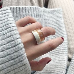 New Minimalist Vintage Wide Ivory Ring White Twilight Acrylic Rings For Women Frech Romantic Jewelry Gift For Girl