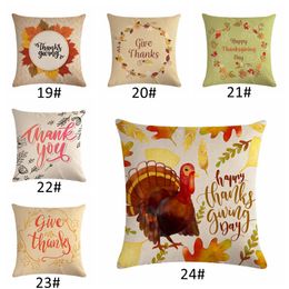 Thanksgiving Theme Print Cushion Cover 18x18inch Linen Pillow Case Happy Thanksgiving Home Decoration Pillow Cover 24 Styles DBC VT0785