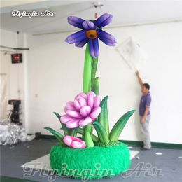 Stage Props Fairytale Jungle Theme Decorative Huge Inflatable Plant Flower With Led Lights For Night Party Show