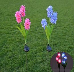 Solar Flower Lights Hyacinth 3 LED Stylish Garden Light Outdoor Decorative Waterproof Lamp for Lawn Patio Pathway Driveway 4PCS/LOT
