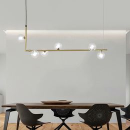 I Moderni Lampadario Minimaliste Per Tavolo Da Cucina Bar Lungo Lampadario Disegno Led Sfera Di Vetro Loft Nero Appeso Luce Fixture