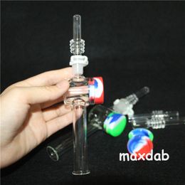 hookahs Mini Nectar ail with 10mm 14mm Filter Tips Tester Tube Glass Water Pipes 5ml silicone jar Dab Straw