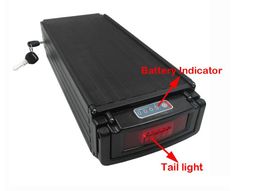 FREE SHIPPING High Capacity Electric Bike Battery 48V 20Ah Lithium Battery 1000W / Rear Rack Battery with Tail Light + Charger