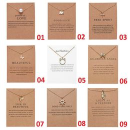 Wish Dogeared Jewelry Necklaces With card Gold Elephant Heart Key Clover Triangle Charm Pendant Necklace