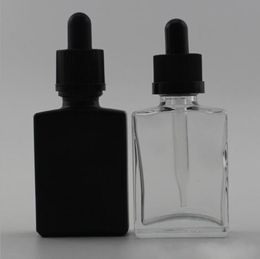 400pcs/lot 30ml Empty Frost Black Square Glass Bottles With Black Dropper Cap 1oz Glass Dropper Container