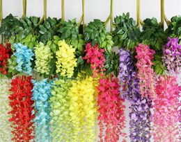 9 Colors Elegant Artificial Silk Flower Wisteria Flower Vine Rattan For Garden Home Wedding Decoration Supplies 110cm Available JXW108