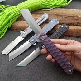 Top Quality 4 Handles Color Flipper Folding Blade Knife D2 Satin Blades TC4 Titanium Alloy Handle Ball Bearing EDC Knives