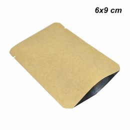 100 PCS 6x9 cm Kraft Paper Fillet Open Top Vacumm Heat Sealable Food Storage Bag Inner Aluminium Foil Round Corner Heat Sealing Packing Pouch