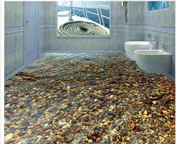 waterproof wallpaper for bathroom wall 3D cobblestone floor tile decorative painting