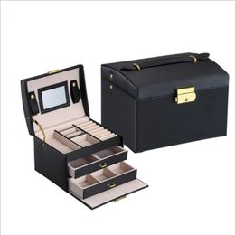 Large Jewellery Packaging & Display Box PU Leather Multi-layer Jewellery Box Necklace Cosmetic Jewel Case Upscale Organiser